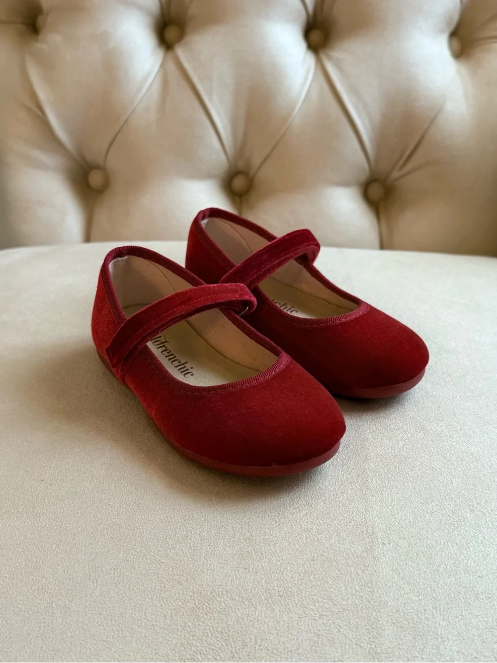 ChildrenChic Cassie Red Velvet Mary Jane Shoes Girls Size 24